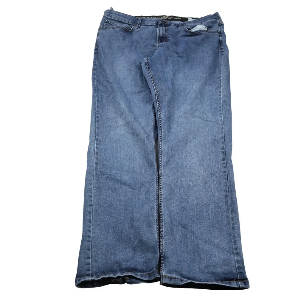 Eddie Bauer Jeans Mens 34x32 Blue Medium Wash Straight‎ Leg Denim Distressed